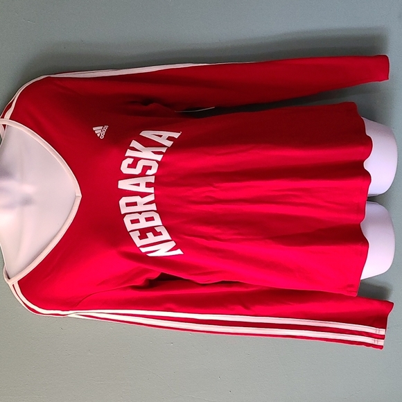 adidas Tops - Adidas University of Nebraska Huskers Long Sleeve Cotton Shirt Size Small